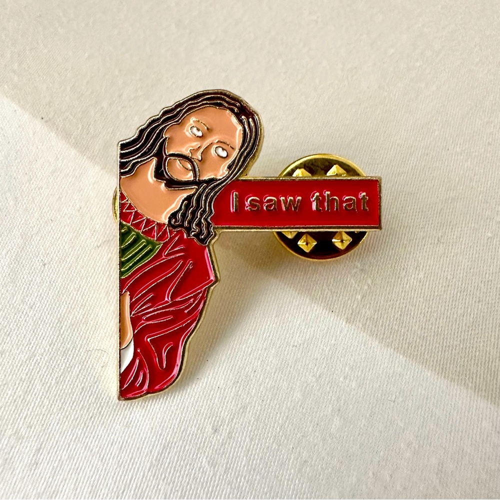 ✴️ 3/$10 I SAW THAT Holy Figure Meme Enamel Pin